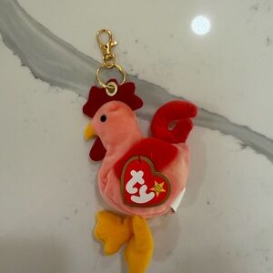 Upcycled 90s McDonald’s Ty Teenie Beanie Baby Strut the Rooster Keychain